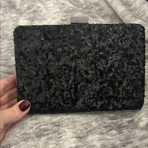 White House Black Market Black Sequin Clutch